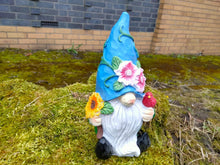 Load image into Gallery viewer, Divas World Flower Hat Gonk Gnome Statue Garden Outdoor Ornaments Decoration Patio Lawn Unique Great Gift (Blue)
