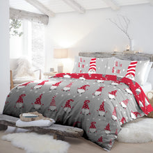 Load image into Gallery viewer, Fusion Christmas - Xmas Gonks - 100% Brushed Cotton Duvet Cover Set -2 pieces, Single Bed Size in Silver, GFCSV11PZU, Gnome Silver
