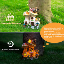 Load image into Gallery viewer, Candieslife Solar Garden Statue Lights Mushroom Fairy House Figurine, Outdoor Memorial Garden Ornaments Gift Waterproof Decoration for Outside Patio Yard Lawn Decor
