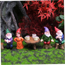 Load image into Gallery viewer, Dbvnnsy 6Pcs/Set Garden Gnome Figurines Set Resin Miniature Gnomes Statue with Table and Stool Cute Yard Ornaments Collectible Decoration for Garden Outdoor Lawn
