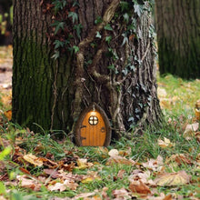 Load image into Gallery viewer, Vipomkowa Fairytales Door Decor Ornaments - Wooden Fairies Dwarf Tree Door Yard Art Sculpture Decoration for Kids Room, Wall and Trees Outdoor, Miniature Fairy Garden Outdoor Decor Accessories
