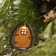 Load image into Gallery viewer, Vipomkowa Fairytales Door Decor Ornaments - Wooden Fairies Dwarf Tree Door Yard Art Sculpture Decoration for Kids Room, Wall and Trees Outdoor, Miniature Fairy Garden Outdoor Decor Accessories
