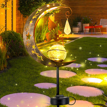 Load image into Gallery viewer, ORHOMELIFE Moon Solar Lights for Outdoor Garden Decoration Patio Decoration Metal Moon Solar LED Glass Ball Garden Light Waterproof Path Light with Sun Catcher Crystal Solar Lights for Outdoor Ball
