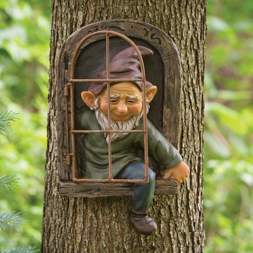 Bits and Pieces - Gnome From The Window Tree Decoration - Garden Decoration - Tree Face - Sculpture