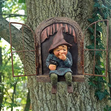 Load image into Gallery viewer, Elf out of Door Garden Tree Hugger, Mini Garden Gnome Tree Sculpture Dwarf Statue Tree Peeker Yard Art for Yard Garden Decoration, Ornament for Indoor Outdoor (Woman)
