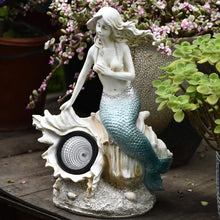 Load image into Gallery viewer, MYYINGBIN A Pair Of Mermaid Solar Light Statue Resin Garden Sculptures Solar Lamp Outdoor Fairy Ornament For Lawn Patio
