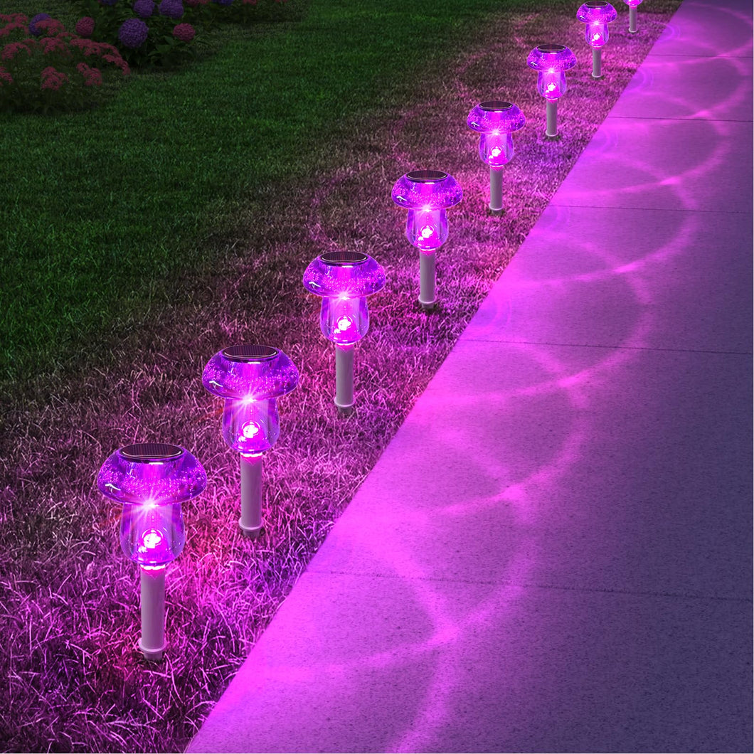 Solar Lights Outdoor, 8 Pack Mushroom Lights Outside Waterproof, Solar Powered LED Lighting for Garden, Yard, Landscape, Path, Pathway, Lawn, Walkway, Driveway, Backyard Decor (Purple)