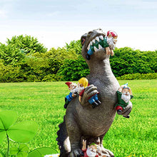 Load image into Gallery viewer, Dinosaur Eating Gnomes Garden Ornament, Funny Lifelike Animal Statue,Best Art Decor for Indoor Outdoor Home Office

