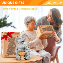 Load image into Gallery viewer, GIGALUMI Solar Garden Statues Loving Elephant Figurine Lights for Outdoor, Yard, Garden Decor Unique Housewarming Gifts for Mom, Women
