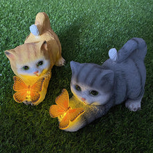 Load image into Gallery viewer, Tuzsocr Solar Powered Cat Statue,Butterfly Solar Lights for Outdoor,Decorative Animal Figurine for Garden,Waterproof Resin Sculpture,LED Lighting,for Lawn,Terrace (Style 1)
