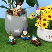 Load image into Gallery viewer, Haomian Set of 5 Miniature Garden Gnomes Mini Gnome Figures Waterproof Resin Ornament Miniature Fairy Garden Ornaments Outdoor Accessories Micro Landscape Decoration
