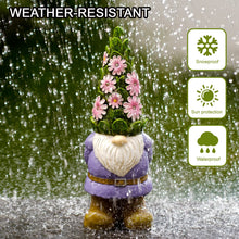 Load image into Gallery viewer, Goodeco Solar Garden Gnome Ornaments Figurines, 29CM Funny Outdoor Weatherproof Decorations with Flowers LED Lights for Patio Lawn Garden, Gifts
