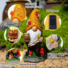 Load image into Gallery viewer, VChymm Flocked Garden Gnome Statue with Solar LED Light, Large Funny Fairy Gnomes Figurines with Solar Lantern, Outdoor Fall Decorations for Yard Lawn
