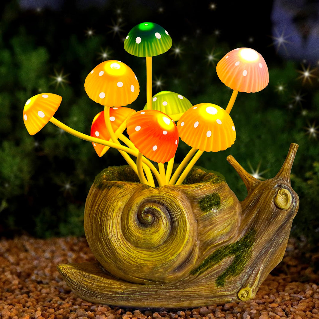 Solar Lights Outdoor Fairy Garden Accessories, Snail Statues Garden Decor for Outside, Easter Gifts Yard Decorations Patio Lawn Porch Balcony, Unique Housewarming Gifts for Women Mom Grandma