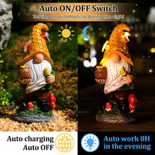 Load image into Gallery viewer, VChymm Flocked Garden Gnome Statue with Solar LED Light, Large Funny Fairy Gnomes Figurines with Solar Lantern, Outdoor Fall Decorations for Yard Lawn
