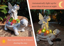 Load image into Gallery viewer, Solar Fairy Garden Statue - Angel Fairy on Turtle Figurine Outdoor Statue, Lovely Tortoise Garden Statue with 5 LED Lights Succulent Plants, Perfect Balcony Lawn Garden Decor Gift for Mom or Grandma
