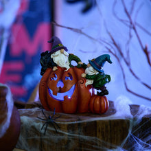 Load image into Gallery viewer, TERESA&#39;S COLLECTIONS Garden Ornaments Outdoor, Lovely Gonks Climbing Pumpkin with LED Lights, Waterproof Resin Gnomes Ornaments, Garden Decorations Gifts, Indoor Outdoor, 15.5CM
