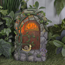 Load image into Gallery viewer, Azuma Fairy Door Solar Powered Garden Ornament Yellow LED Lights Outdoor - Snail
