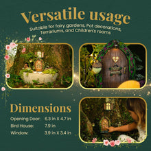 Load image into Gallery viewer, Opening Fairy Door &amp; Window Set for Trees - Fairy Garden Kit with Light, Decor

