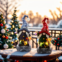 Load image into Gallery viewer, TERESA&#39;S COLLECTIONS Garden Gnomes Christmas Decorations Outdoor for Resin Garden Decor, Red Gnome Decor Battery Operated Colorful LED Light, Witch Christmas Decor Gifts for Party, 8.86&quot;
