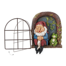 Load image into Gallery viewer, Relaxdays Gnome with Window, Weatherproof Garden Decoration, Hanging on Tree or Wall, HxWxD: 17 x 12 x 4.5 cm, Colourful, Polyresin
