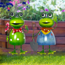 Load image into Gallery viewer, HONGLAND Metal Yard Art Garden Decor for Outside - Cute Frog Outdoor Decor - 3D Spring Frogs Figurine Garden Sculptures &amp; Statues - Gifts for Grandma Mom - 2 Pcs
