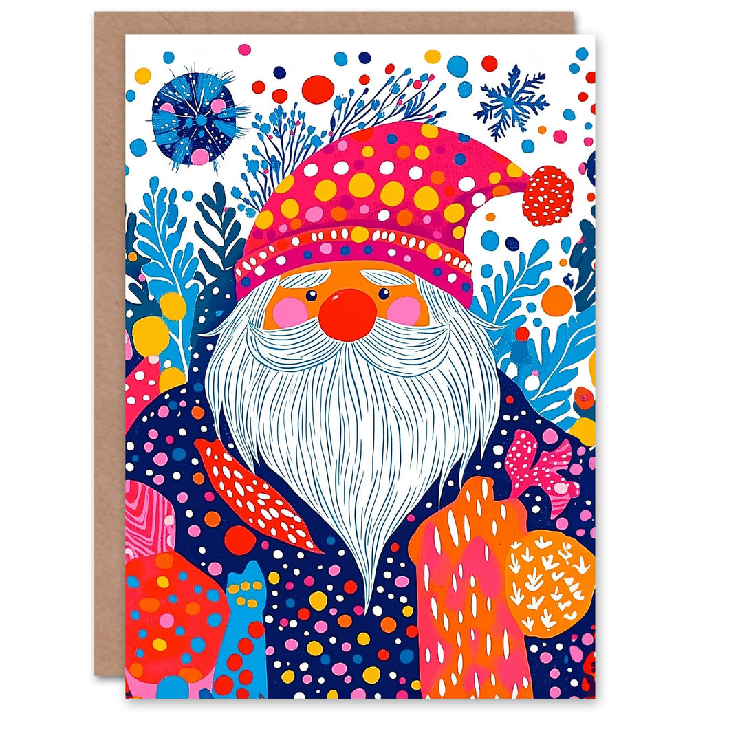 Wee Blue Coo Greeting Card Modern Folk Art Garden Gnome Vibrant Colourful Blank For Him Or Her Art Xmas Christmas Card