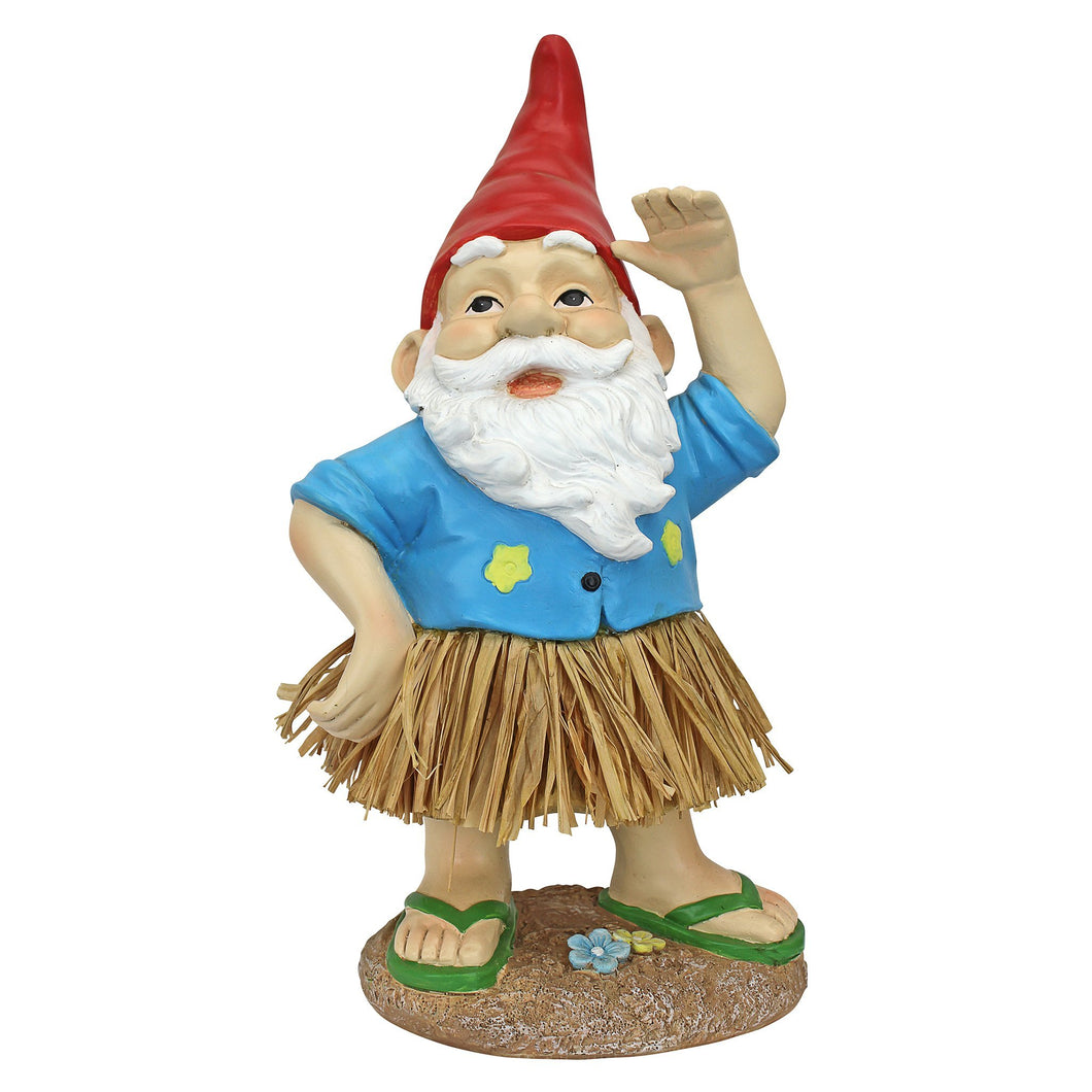 Design Toscano Garden Gnome Statue - Hawaiian Hank Grass Skirt Gnome - Outdoor Garden Gnomes - Funny Lawn Gnome Statues