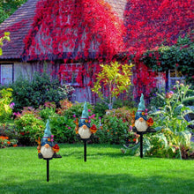 Load image into Gallery viewer, LAIAMER Solar Gnome Garden Lights, Outdoor Gnome Statue with Flowers &amp; Apple, Solar Powered Fairy Garden Lights Gnome Decorations for Home Outside Yard Lawn Patio Gnomes Gifts (Blue)
