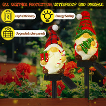 Load image into Gallery viewer, Rossesay 2 Pack Christmas Gnome Solar Light Christmas Stake light for Outside Waterproof Gnome Statue LED Solar Light for Winter Home Patio Garden Yard Lawn Pathway Walkway Xmas Outdoor Decoration
