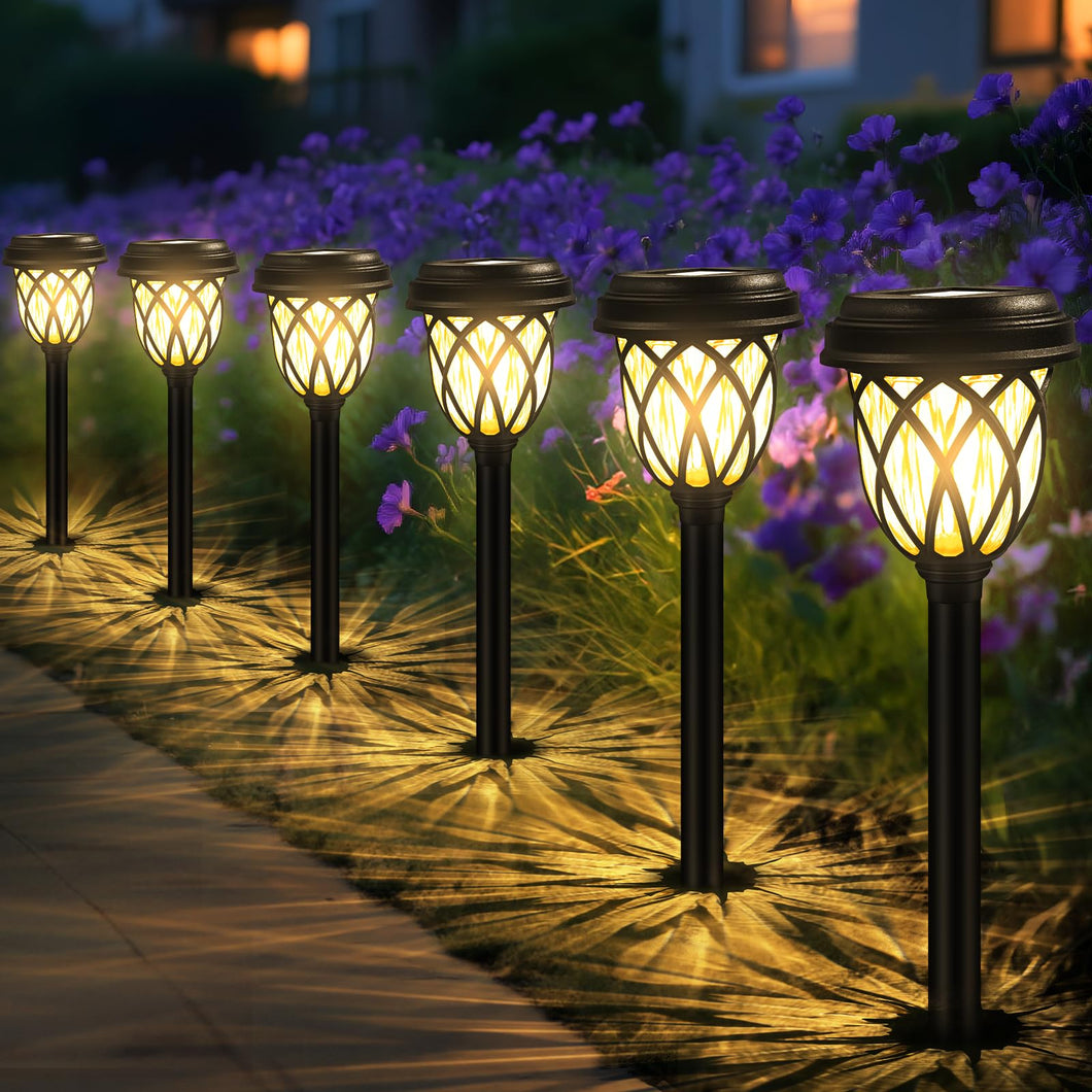 HELESIN Garden Lights Solar Powered, 6 Pack Solar Lights Outdoor Garden Waterproof (Warm White), 16.5IN LED Solar Pathway Lighting, Solar Powered Outdoor Light for Patio/Lawn/Landscape Decoration