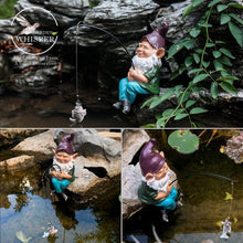 Load image into Gallery viewer, GARDEN WHISPER Fishing Gnome Statue, Outdoor Garden Decor, Earth Tones, 4.3&quot;W x 4&quot;D x 9.1&quot;H, 1.1lbs, Unique Design, Hand Painted Antique Finish, Weather Resistant
