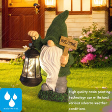 Load image into Gallery viewer, halp·ssfm Garden Gnome Statue Solar Light Outdoor Decorations Figurine Welcome Sign with Lantern Sculpture Garden Decor Lawn Patio Yard Porch Outside Housewarming Gifts for Women Mom Grandma
