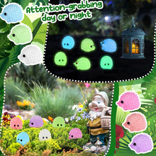 Load image into Gallery viewer, Hiboom 120 Pcs Mini Hedgehog Figurines Mini Resin Animal Luminous Hedgehog Miniature Garden Ornaments Glow in Dark Bulk for Garden Micro Landscape Plant Moss DIY Fairy Decor
