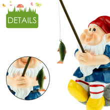 Load image into Gallery viewer, Fisher Garden Gnome Figurine Statue for Lawn Ornaments, Indoor or Outdoor Decoration | 7.9 Inches Tall Polyresin
