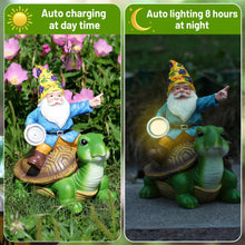 Load image into Gallery viewer, NITOWOLF Garden Gnomes Outdoor with Solar LED Light, Outdoor Decor, Yard Art Decorations for Garden Patio Lawn, Gifts for Women, Gnome and Turtle

