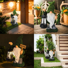 Load image into Gallery viewer, halp·ssfm Garden Gnome Statue Solar Light Outdoor Decorations Figurine Welcome Sign with Lantern Sculpture Garden Decor Lawn Patio Yard Porch Outside Housewarming Gifts for Women Mom Grandma
