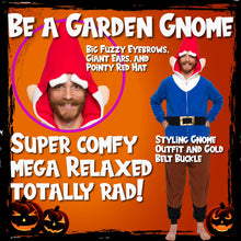 Load image into Gallery viewer, Funziez! Gnome Costume and Hat Adult Plush Fantasy One-Piece Pajama - blue - Large
