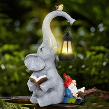 Load image into Gallery viewer, Solar Outdoor Garden Statues Lights, Elephant Figurines with Cute Gnome Garden Sculpture Decor, Luck Elephant Gifts for Woman Mother or Daughter, Unique Housewarming Gifts and Yard Decor
