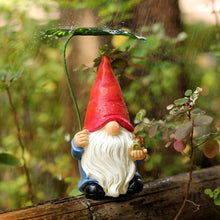 Load image into Gallery viewer, WSHMZYHOME Garden Gnome with Red Hat and Leaf Umbrella, Decorative Outdoor Statue, White Beard
