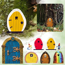 Load image into Gallery viewer, Vipomkowa Fairytales Door Decor Ornaments - Wooden Fairies Dwarf Tree Door Yard Art Sculpture Decoration for Kids Room, Wall and Trees Outdoor, Miniature Fairy Garden Outdoor Decor Accessories
