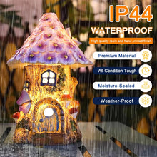Load image into Gallery viewer, Solar garden decoration for outdoors, fairy mushroom house for outdoor use, made of synthetic resin, IP44 waterproof, 6-12 hours, fairy house garden decoration, with solar lamp, for patio lawn
