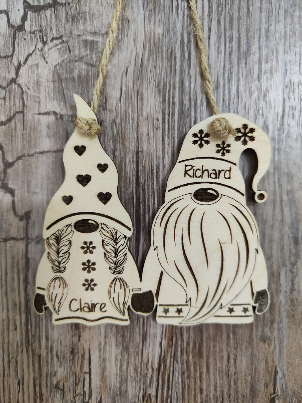 Personalised couple mr & mrs gonk scandi gnomes Christmas tree ornament decoration Gift