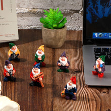 Load image into Gallery viewer, 7 Pieces Gnomes Fairy Resin Statues Mini Garden Statues Decoration Gnome Tale Statue with 2 Hedgehog Statues and 1 Mushroom Decor for Christmas Holiday Festival Decoration, Relatives Friends Kids
