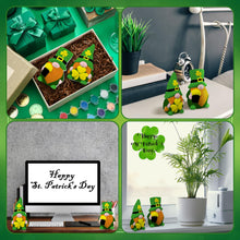Load image into Gallery viewer, Poen 2 Pack Ready to Paint Your Own St. Patrick&#39;s Day Gnomes Statues, 4 Inches Mini Ceramics to Paint Unpainted Lucky Gnomes Tiered Tray Decor Crafts DIY Arts for Home Table Decorations (Lucky Style)
