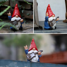 Load image into Gallery viewer, WSHMZYHOME Garden Gnome with Guitar Figurine, Red Hat, Blue Outfit, Indoor Outdoor Decorative Statue

