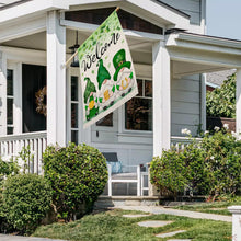 Load image into Gallery viewer, FUYUCHEN St Patricks Day House Flag 28x40 Inch Double Sided Gnomes Shamrocks Lucky Clovers Welcome Holiday Yard Large Garden Flag Outdoor Decoration
