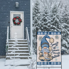 Load image into Gallery viewer, Covido Home Decorative Snuggle Up Gnomies It&#39;s Cold Outside Winter House Flag, Blue Gnome Garden Yard Outside Decorations, Christmas Snowflakes Farmhouse Outdoor Large Decor Double Sided 28x40
