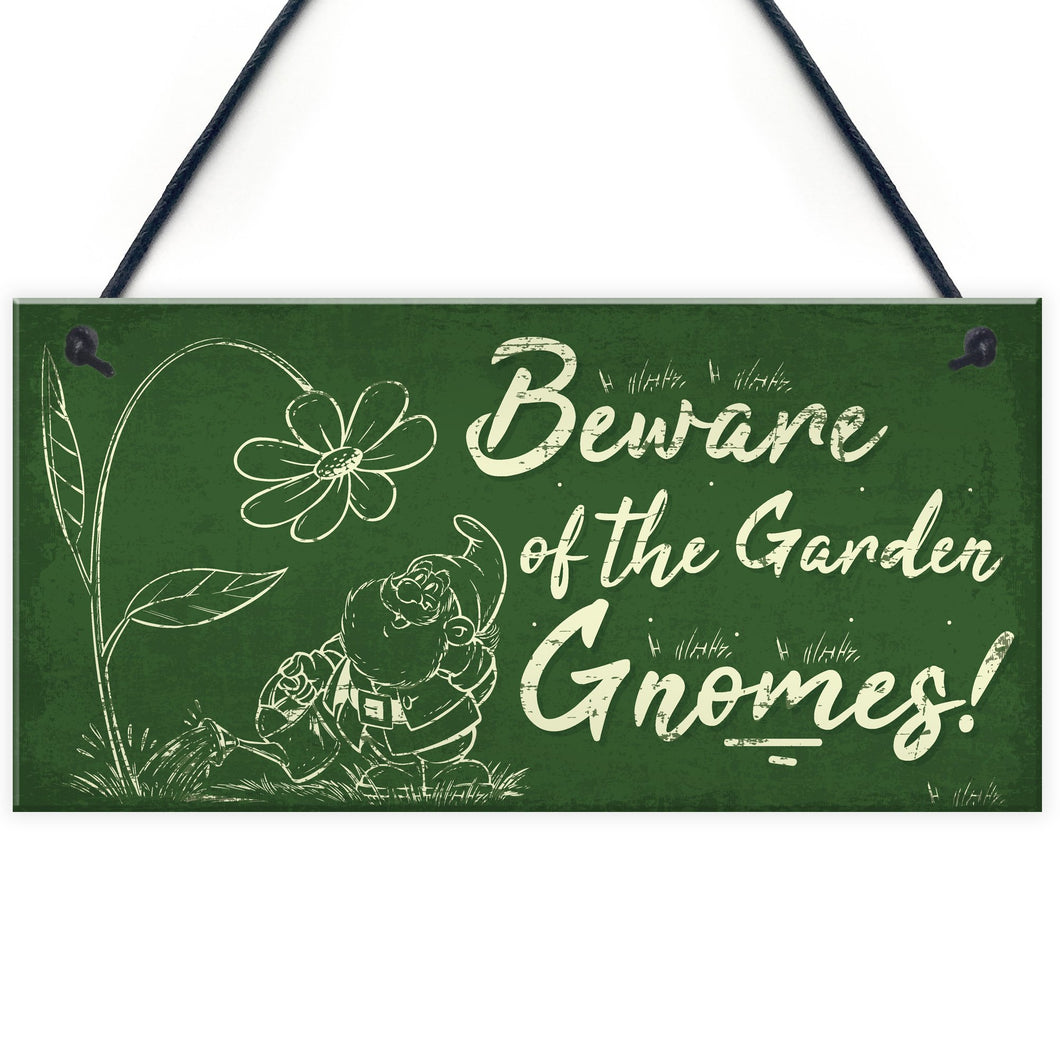 RED OCEAN Beware Of The Gnomes Garden Wall Hanging Wall Sign Plaque Shed Door Caution Sign Gifts