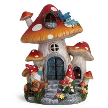 Load image into Gallery viewer, Hodao Spring Garden Mushroom Gnomes Decorations Mushroom House Ornaments Decor Gifts Summer Gnomes Figurines Spring Butterfly Lighting Mushroom House for Garden Decor Spring Gifts for Outdoor Decor
